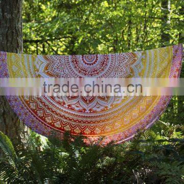 Indian Ombre Round Mandala Tapestries Cotton Ethnic Roundies Boho Beach Blanket Hippie Throw Towel