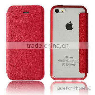 2014 Customized flip leather phone case cover for iphone 5c