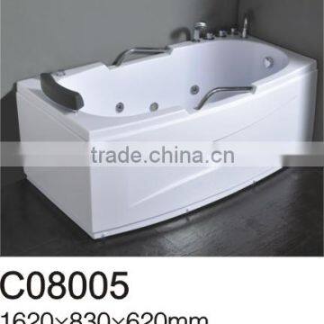 Rectangle Whirlpool Bathtub with Stainless Steel Handrail 1620*830*620mm