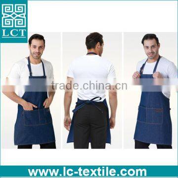 mens heavy duty denim bib type work aprons with pockets