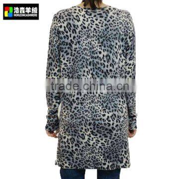 Women Leopard Print Knitted Cashmere Cardigan, Women Fashion Knitted Custom Cardigan photo-2