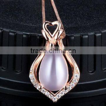 rose gold plated 925 silver natural gemstone rose quartz large sterling silver pendant