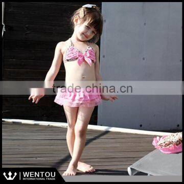 Wholesale Hot Cute Leopard Two-Piece Girls Bathing Suit