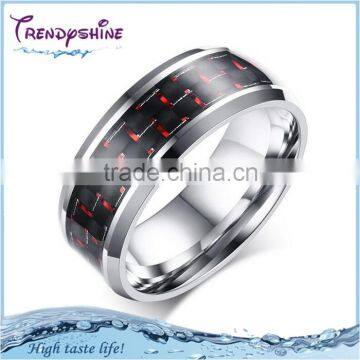 2016 new men's silver stainless steel carbon fiber guide ring