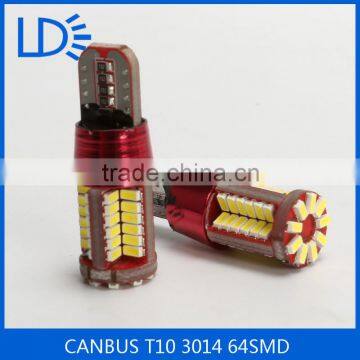 Hot Sale Car Light Bulbs CANBUS T10 3014 64SMD T10 Led