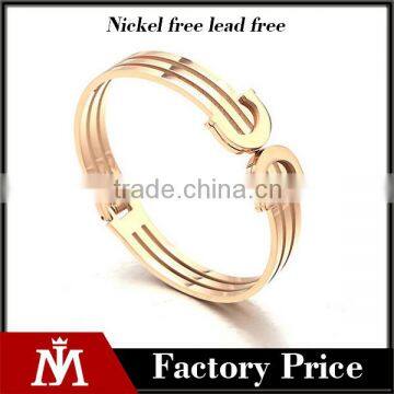 Retail Stainless Steel Women Bangle Rose Gold Spring Shield Bracelet Jewelry