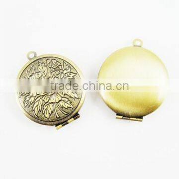 27mm vintage style round antiqued bronze flower photo locket pendant charm DIY supplies 1111003