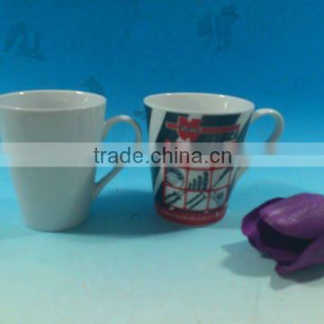 porcelain mug with decal design V shape