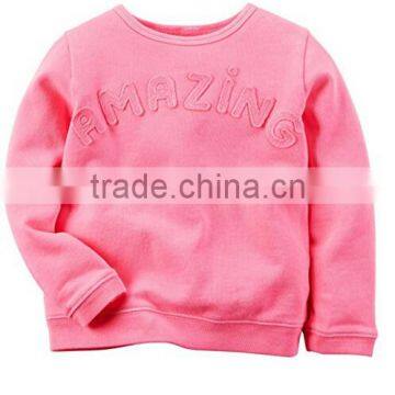 Guangzhou Factory manufacturer 2016 Latest design Letter Print Pink 3-12 years kids wholesale hoodies