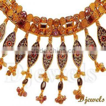 22K Gold Kundan Necklaces, Indian Kundan Necklaces, Kundan Jewellery