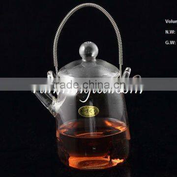 Heat Resistant Borocilicate Tall Glass flower Tea Pot / Teapot With Stainless Steel Insert Spout - 380ml