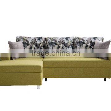Fashion L Shaped Fabric Folded Sofa Cum Bed Design With Storage