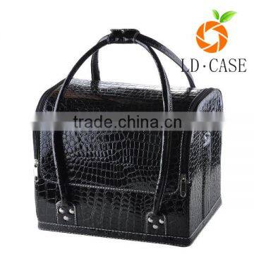 wholesale ladies pu genuine leather travel make-up cosmetic bag