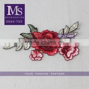 2016 hot sale polyester knitting fabric embroidery patch flower printing for ladies