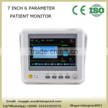 Professional portable 7 Inch Patient Monitor 6 parameter suitable ICU CCU hospital clinic by CE ISO FDA approved