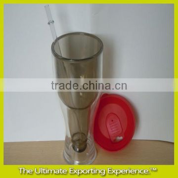 360ml double wall bee cup with lid and straw ,Double wall wine fruit juice cup