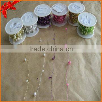 Pearl craft wire on reel/pearl beads wire paper covered wire with beads