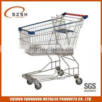 Metal wire steel supermarket trolley for shopping