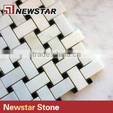 Natural Basketwave White Marble Carrara Mosaic for Wall Decoration photo-4