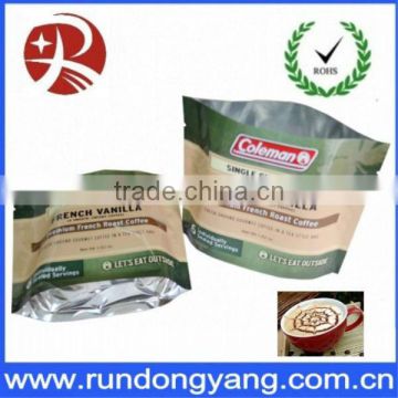 Stand up plastic coffee bag with zipper /bottom gusset bag