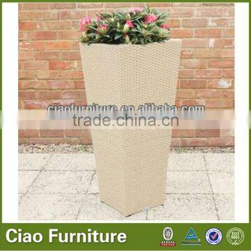 outdoor square water proof rattan flower pot