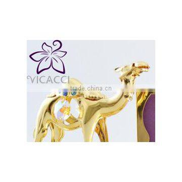 24K Gold Plated Two Camel With Photo Frame With Swarovski Crystals photo-4