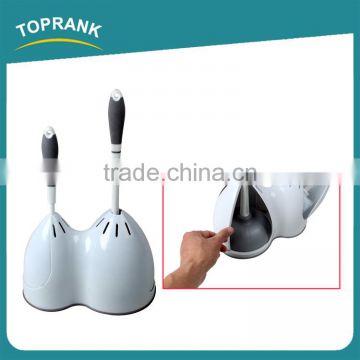 Toprank New Product 2 In 1 Plastic Toilet Brush And Toilet Plunger Set Toilet Bowl Brush With Stand