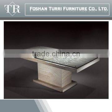 Luxury Furniture Glass Top Marble Base Square Coffee Table Center Table photo-6