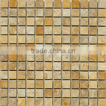 High Quality Gold Travertine Mosaic Tiles For Bathroom/Flooring/Wall etc & Best Marble Price