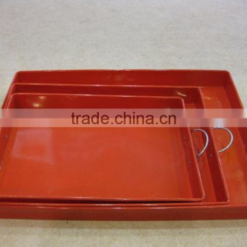 Antirust Various Capacity Zinc Metal Pet Food Tray/Party Drink Holder/Enamel Side Handle Rectangle Metal Serving Tray