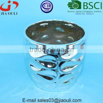 Metal Electroplating Silver Ceramic Planter Pot photo-6