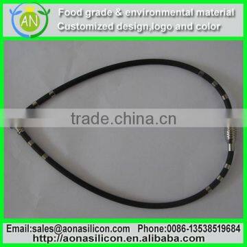 Black silicone necklace with stainless steel