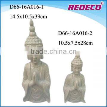 Large Praying Porcelain Buddha Figurine