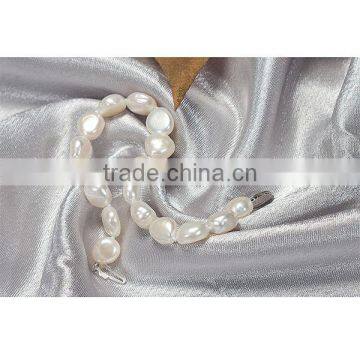 9-10mm White Baroque Freshwater Pearl Bracelet photo-4