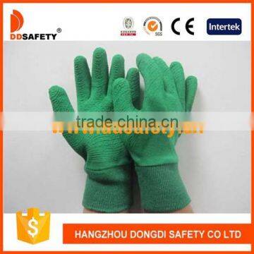 DDSAFETY 2017 Cotton Safety Gloves Coating Green Latex With High Quality