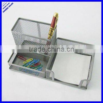 Rectangle 3 Compartment Metal Mesh Pen Holder and Note Holder