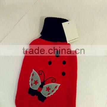 red hot water bag kintted butterfly cover