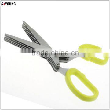 61046 New Design And High Quality Snipping Shearing Plastic Household Kitchen Stainless Steel 5 Blades Herb Scissors photo-3