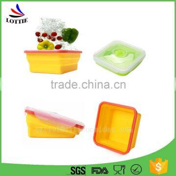 LFGB Silicone Square Lunch Box, Cheapest Square Lunch Box with Lock for Food Container