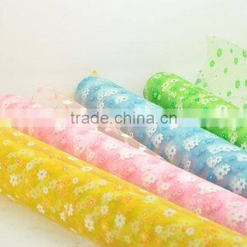 Printing organza fabric roll flower wrapping gift packing floral wrapping organza roll