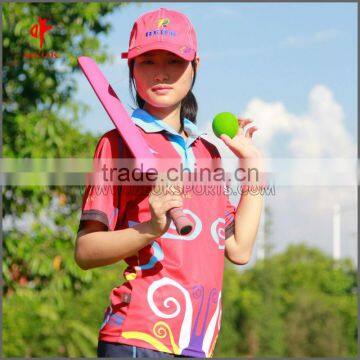 Top Quality Red With Blue Collar Women's Cricket Shirts