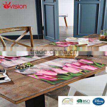 digital tulip designs place mat, 4 pcs per set, table decoration,fabric painting designs on table cloth