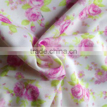 4 way stretch Poly Spandex flower transfer printed fabric
