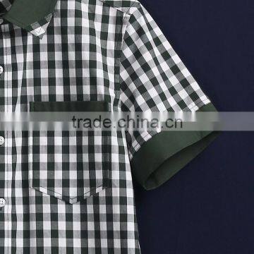 Fashion School Uniform Manufacturers Green Plaid Sport Shirt photo-4