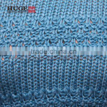 100% Acrylic Vcrew Neck Blue Woman Knited Sweater photo-3