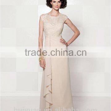 Elegant Cap Sleeve Chiffon Lace A-line Round Neck Mother Bridal Dream Dress photo-2