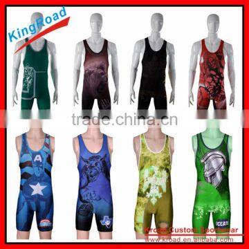 Custom wrestling singlets sublimated printing/lycra spandex fabric/men wrestling wear