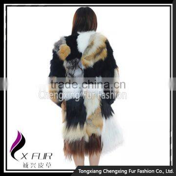CX-G-A-262 Patchwork Fashion Design Women Real Fur Jacket for Winter photo-4