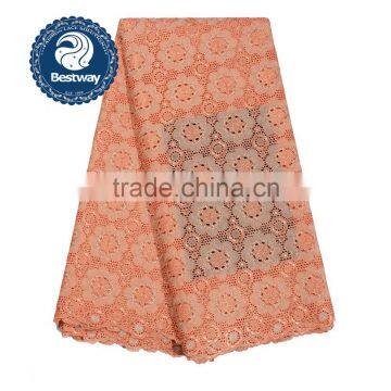 African Lace Fabrics Swiss Voile Lace With Stones Swiss Cotton Lace SL0426 photo-2