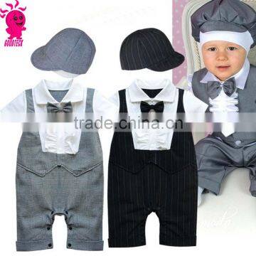 Trendy Baby Boy Wedding Formal Party Bow Tie Tuxedo Suit Romper Jumpsuit Outfit Clothes